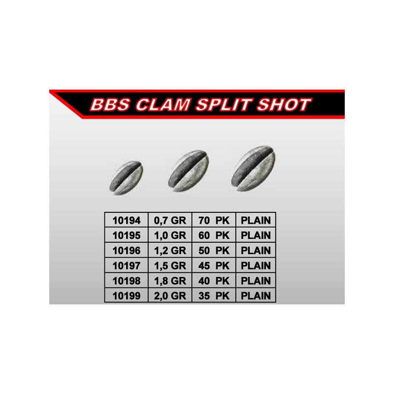 BBS CLAM SPLIT SHOT 2gr 35unid