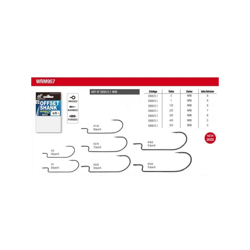 ANZUELO HAYABUSA 2/0 OFFSET SHANK WRM957