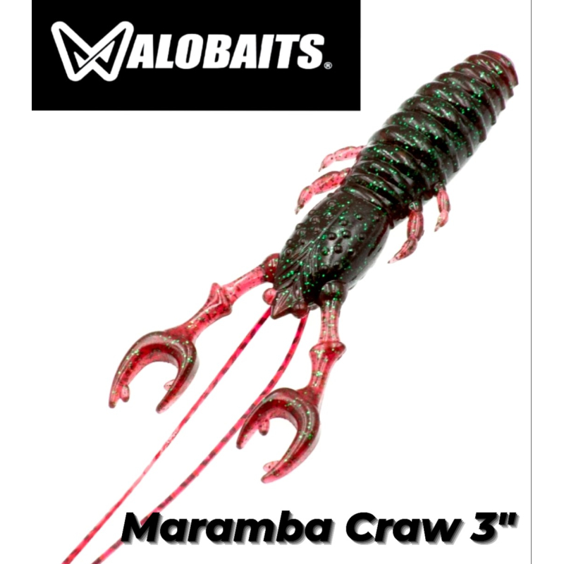 WALOBAITS MARAMBA CRAW 3" 006 RED WINE