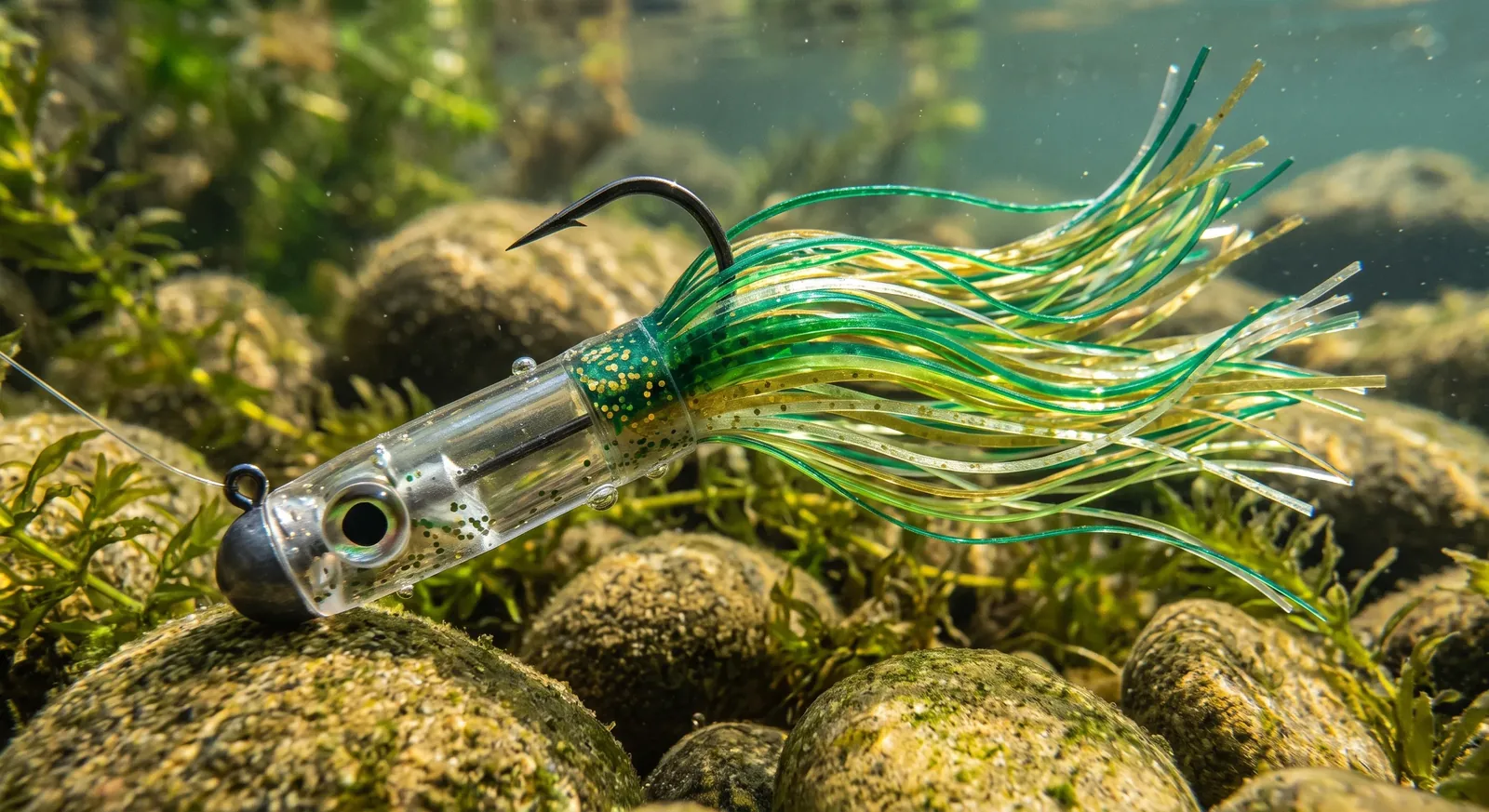 Tubo de vinilo de cuerpo hueco con flecos gruesos para pesca de finesse en black bass
